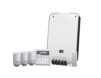 Intruder alarm kit with keypad, detectors and key fobs